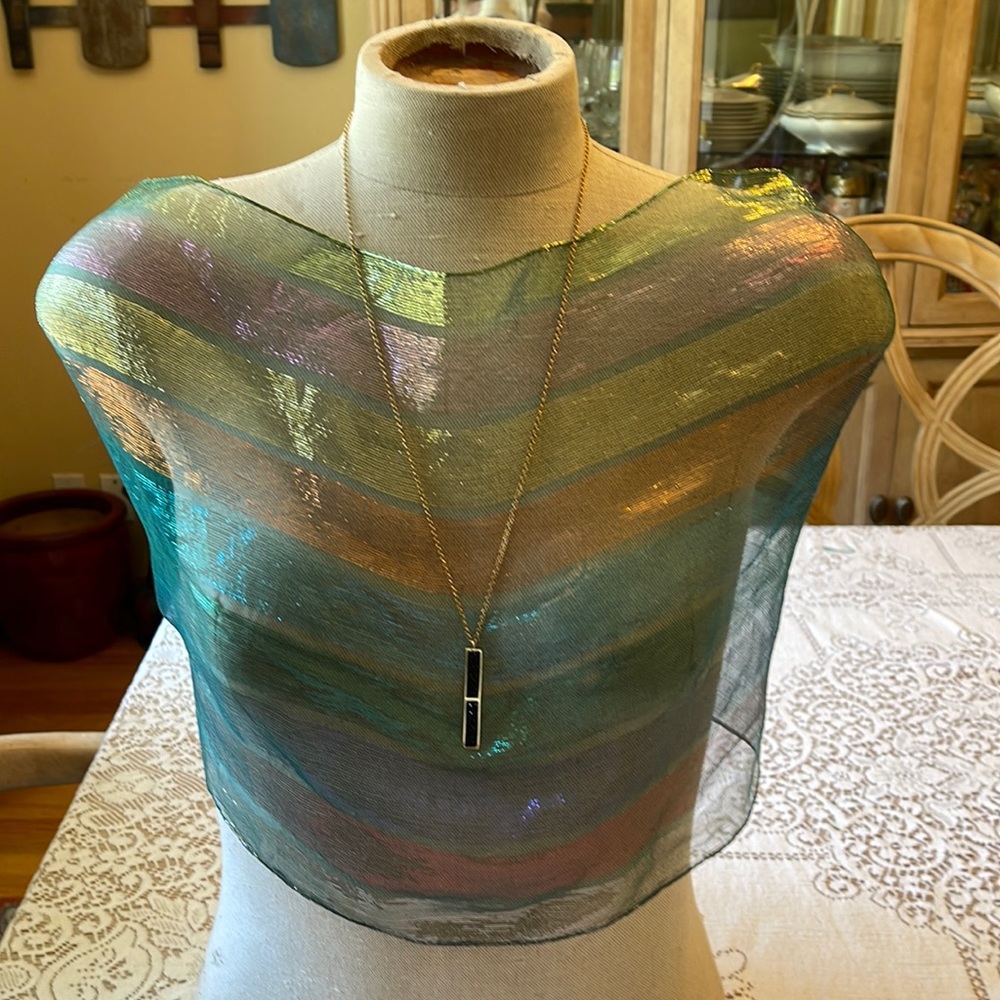 ๐บ MARCIA MORAN; STUNNING Designer 18 Karat Gold Plated Black Druzy Necklace! - Picture 3 of 7